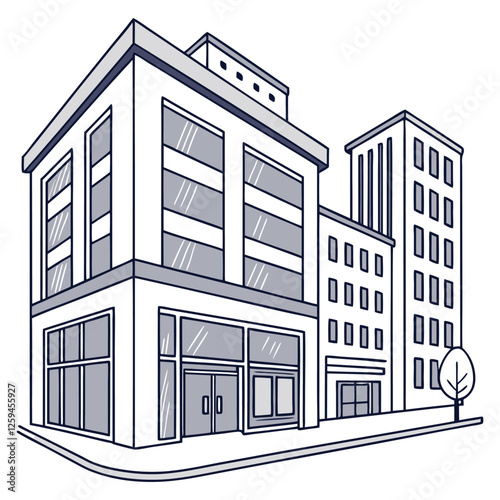 Modern simple contraction building flat line art silhouette vector design