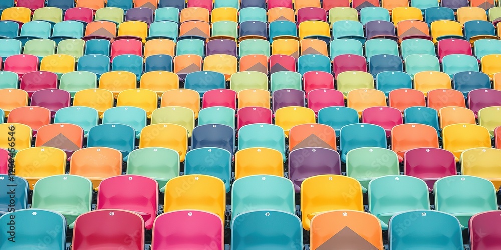 Fototapeta premium Geometric Chevron Design on Stadium Seating