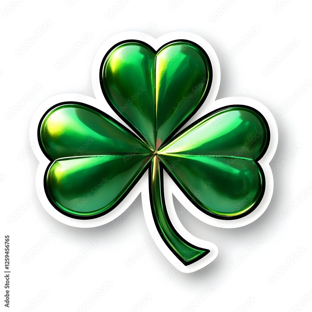 Vibrant Cartoon Shamrock Design Sticker for St. Patrick's Day