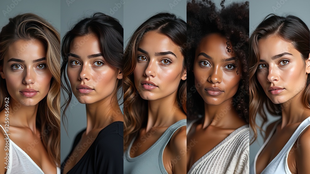 Fototapeta premium Global Serious Women Mug Shots - Composite Portrait