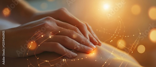 A close-up of therapist’s hands applying acupressure on foot with reflexology chart