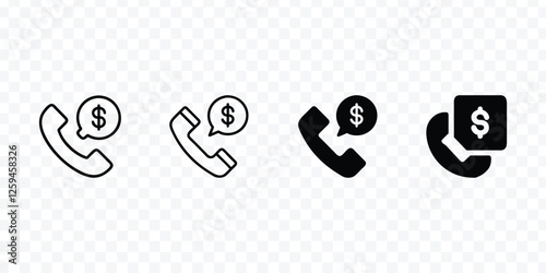 call icon, telephone icon and chat bubble with dollar sign, call icon set
