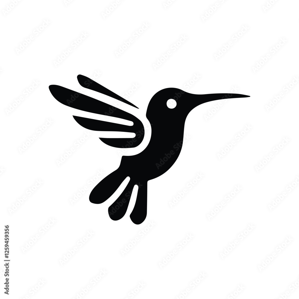 Obraz premium hummingbird icon, silhouette bird, flight symbol, isolated on transparent