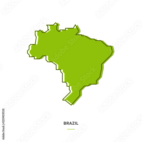 Brazil Outline Map with Green Colour. Modern Simple Line Cartoon Design - EPS 10 Vector