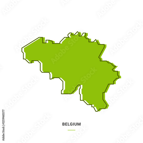 Belgium Outline Map with Green Colour. Modern Simple Line Cartoon Design - EPS 10 Vector