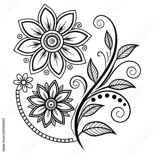creative simple floral pattern creeper leaves vector line art design