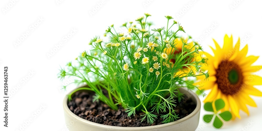 Saint Patrick's Day Dill Herb Sprouting in a Clay Planter Saint Patrick's Day Dill Herb Sprouting in a Clay Planter