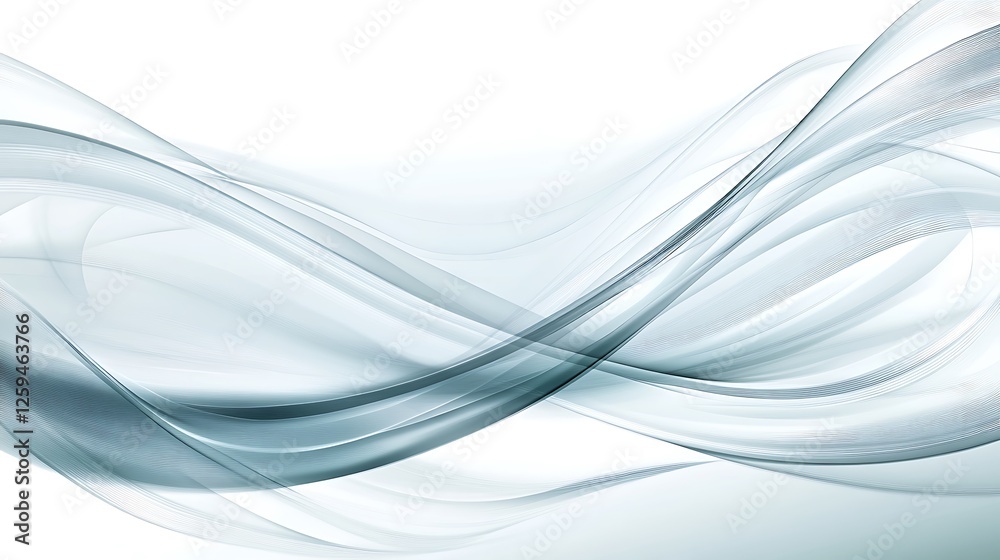 Fototapeta premium Flowing grey waves, white background, design