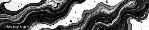 Fluid black & white marbling, chaotic yet balanced , movement, order, chaos
