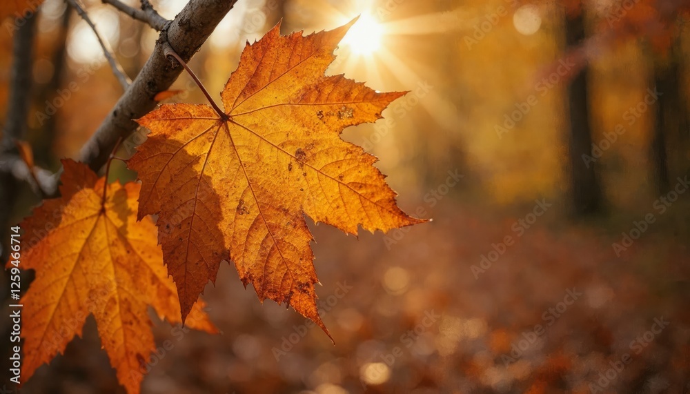 Golden Maple Leaves Bathed in Sunlight a Stunning Autumnal Scene Golden Maple Leaves Bathed in Sunlight a Stunning Autumnal Scene