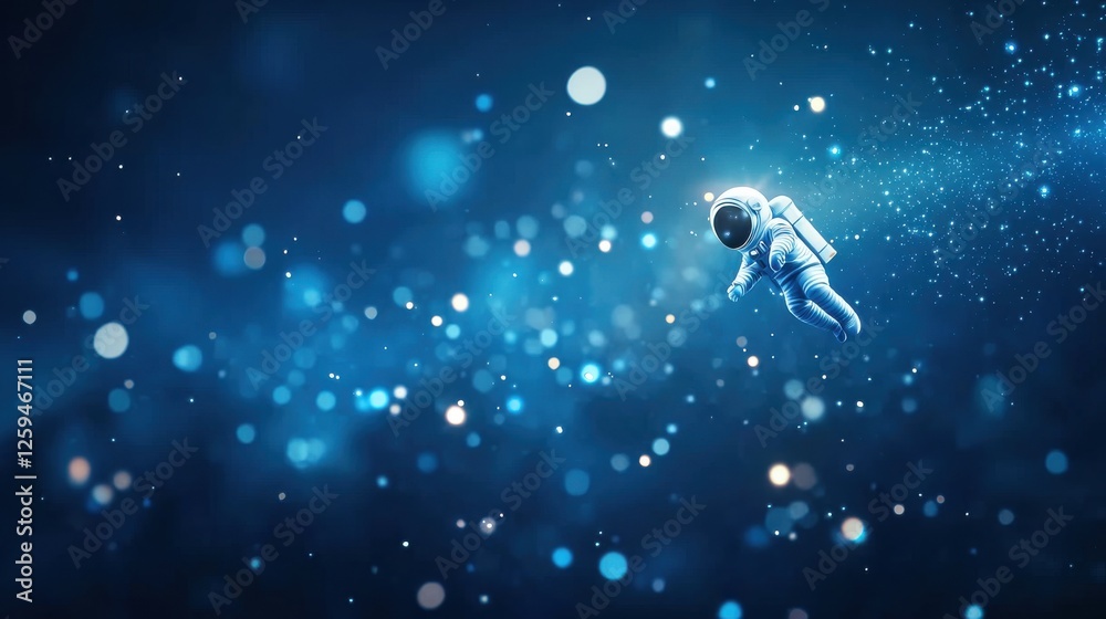 Fototapeta premium Astronaut exploring cosmic depths outer space digital artwork starry environment floating viewpoint galactic wonder