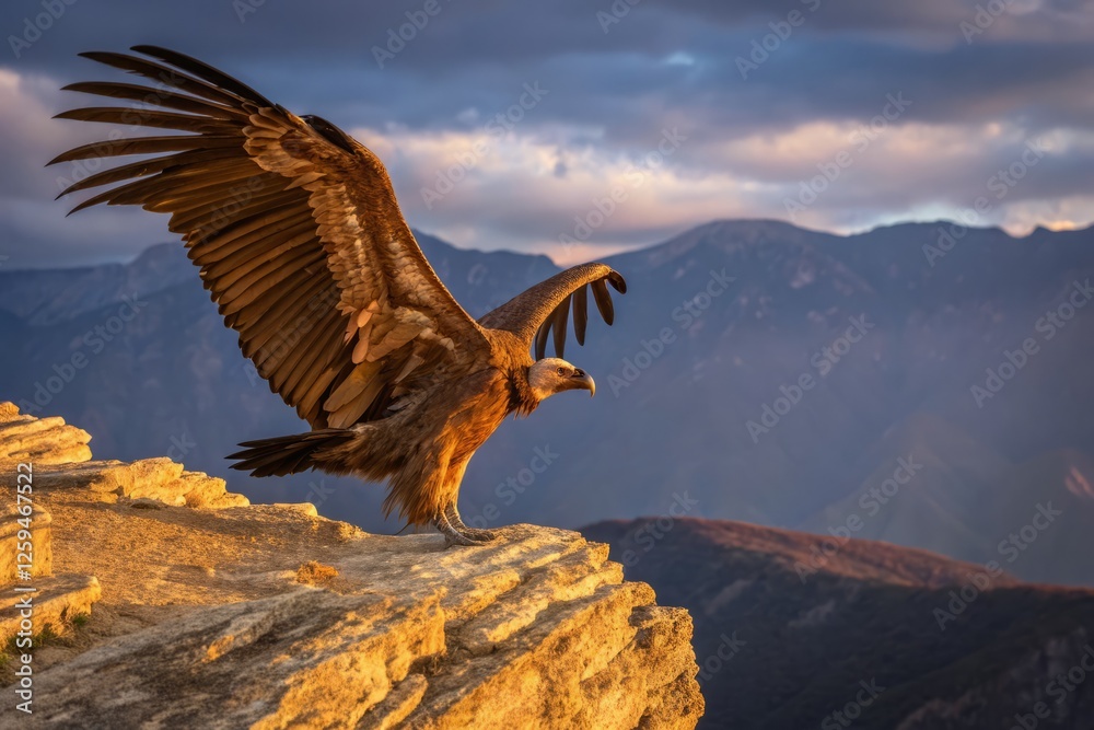 Obraz premium Majestic Vulture Soaring: A Breathtaking Wildlife Photography Composition