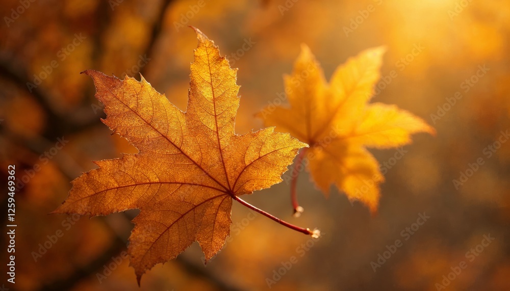 Golden symphony of autumn leaves in a radiant sunset ambiance Golden symphony of autumn leaves in a radiant sunset ambiance