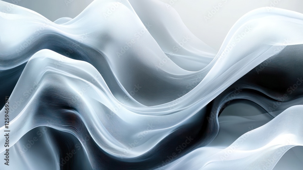 Obraz premium Abstract flowing fabric waves, grayscale, background design, website header