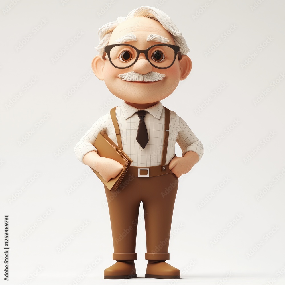 Charming 3D Cartoon Grandfather Illustration. Smiling Elderly Gentleman, Wise and Happy Charming 3D Cartoon Grandfather Illustration. Smiling Elderly Gentleman, Wise and Happy