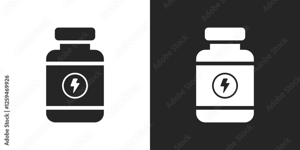 Supplement protein bottle black and white icon vector design Supplement protein bottle black and white icon vector design