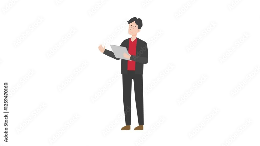 video man standing holding tablet cartoon animation
video man standing holding tablet cartoon animation