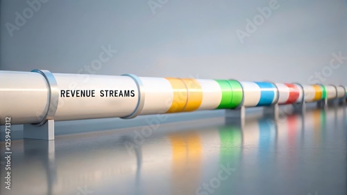 Innovative Revenue Streams Concept Visualized with Colorful Pipeline and Text Representation