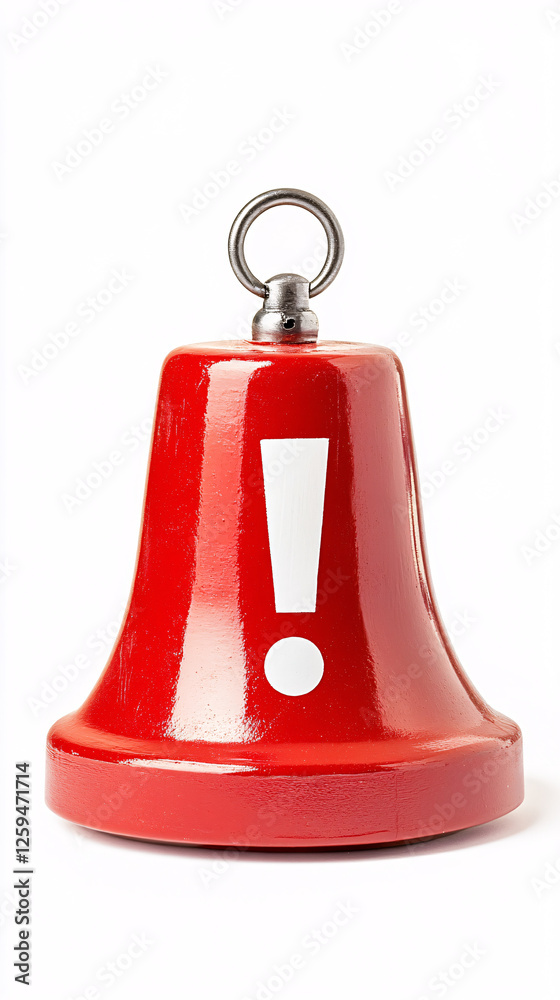 red bell with white exclamation point warning symbol isolated on white background red bell with white exclamation point warning symbol isolated on white background