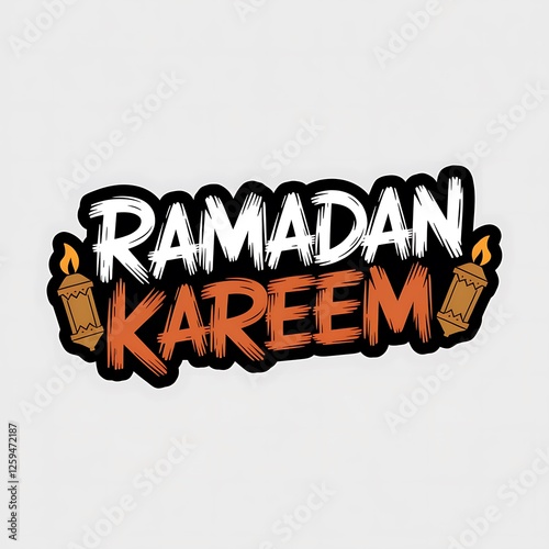 Ramadan Mubarak calligraphy, colorful watercolor splashes, mosque silhouette, crescent moon and star, vibrant red and green hues, abstract background, festive Islamic greeting card design, 