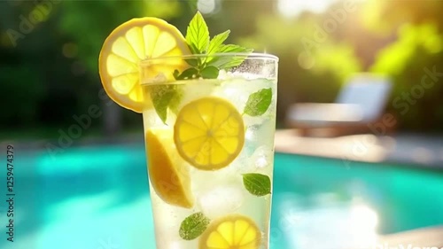 cocktail with lemon and lime photo