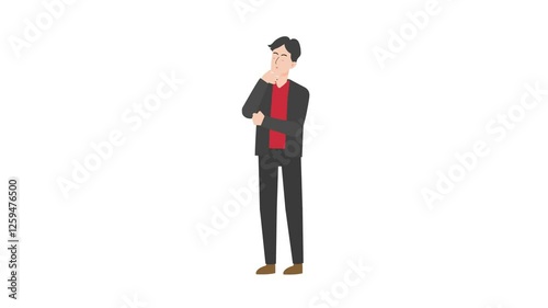 video man standing thinking something cartoon animation
