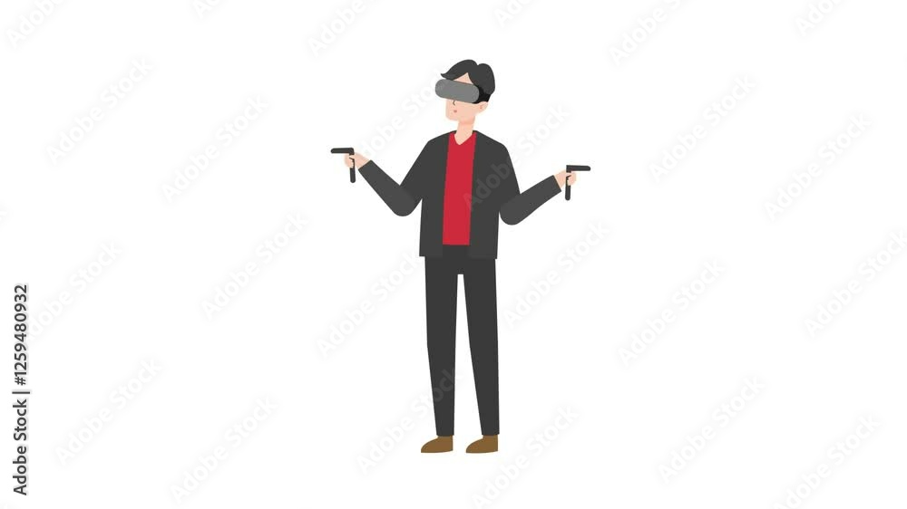 video man standing using vr cartoon animation
video man standing using vr cartoon animation