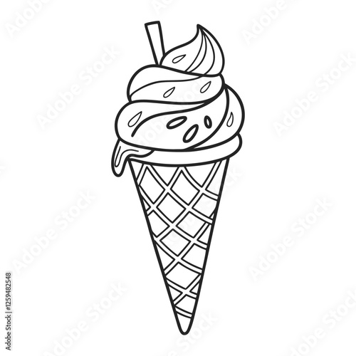 Cone ice cream, vanilla-flavored vector art silhouette illustration design 