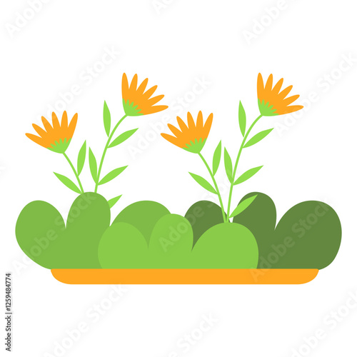 Cute Grass Border Isolated on White Background. Vector Illustration with Cartoon Design.