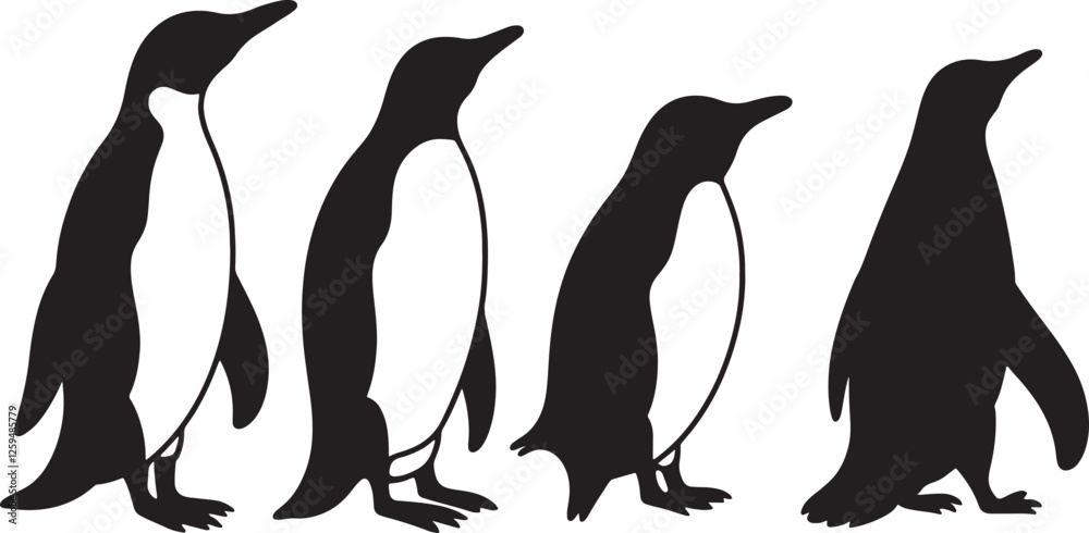 Naklejka premium High-Quality Penguin Silhouette Designs – Vector Graphics Collection