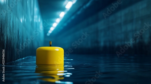 Flooded urban tunnel; yellow buoy; water; infrastructure; safety; emergency; industrial