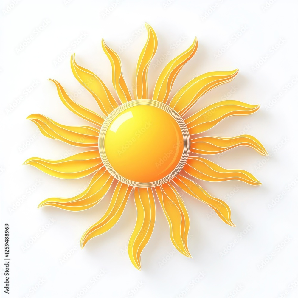 3D line icon showing the bright sun symbolizing sunny and clear weather. 3D line icon showing the bright sun symbolizing sunny and clear weather.