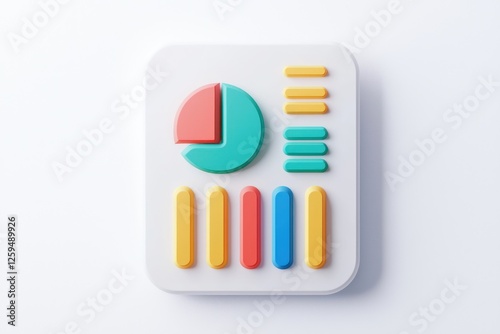 3D data analysis glyph, minimalist design with modern design on a solid white background.