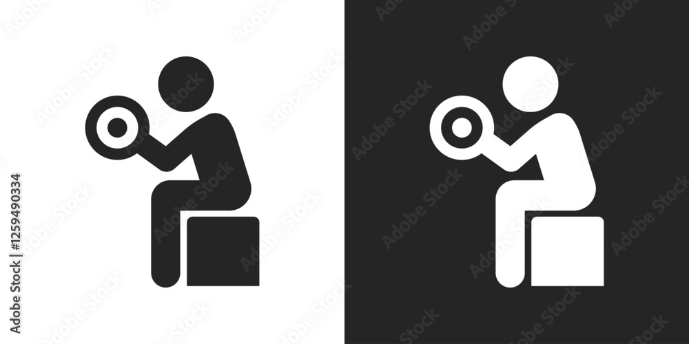 Biceps curl black and white icon vector design Biceps curl black and white icon vector design
