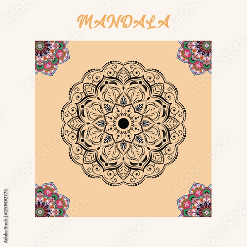 attractive and simple mandala design for coloring book