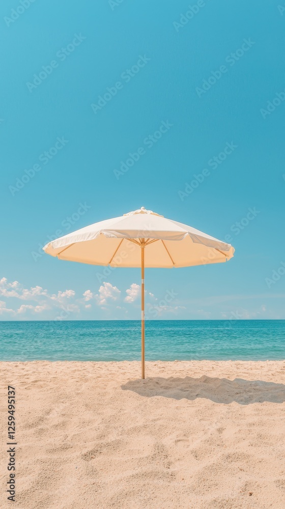 Relaxing beach day under a white umbrella tropical coast sunny environment serene viewpoint Relaxing beach day under a white umbrella tropical coast sunny environment serene viewpoint