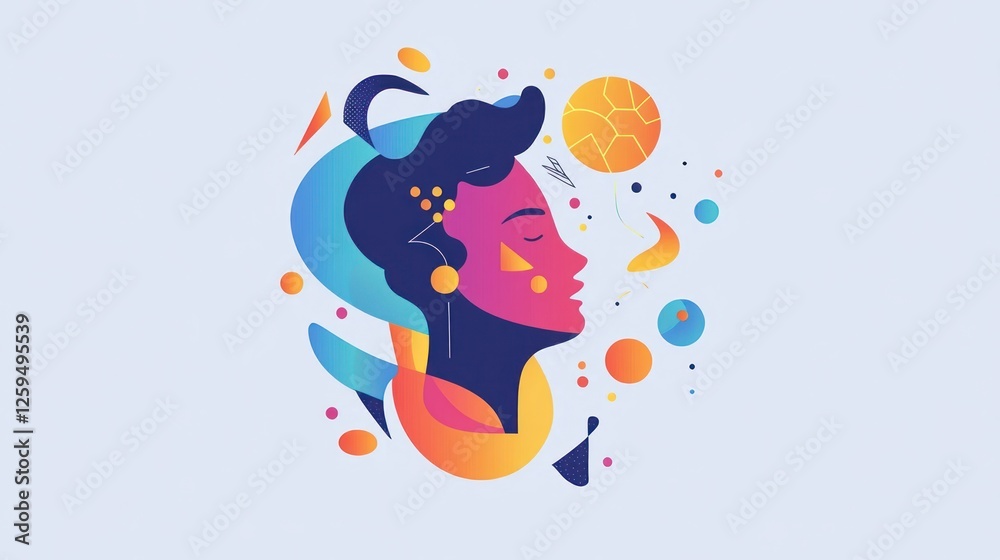 Abstract Portrait with Geometric Shapes and Vibrant Gradient Colors Abstract Portrait with Geometric Shapes and Vibrant Gradient Colors