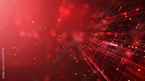 An abstract red background adorned with glowing circles, creating a dynamic and visually striking composition.