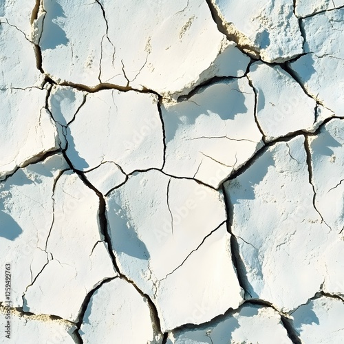 Dry Earth Surface with Cracks in White Tone Abstract Textured Background