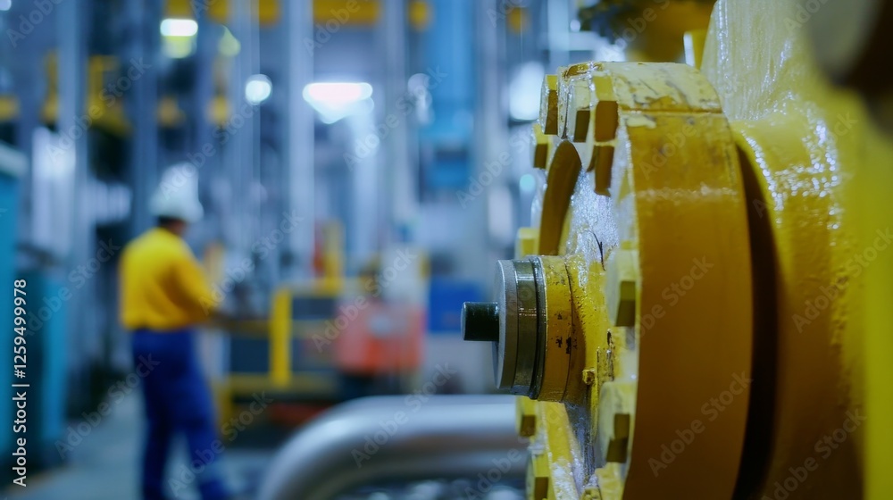 Fototapeta premium Industrial safety inspection. Inspectors evaluating machinery and safety protocols. Highlighting industrial safety and compliance measures. Ideal for safety and compliance reports.