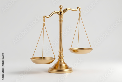 Elegant golden balance scales symbolizing justice and fairness for world consumer day rights protection and advocacy on a plain soft white background demonstrating equilibrium