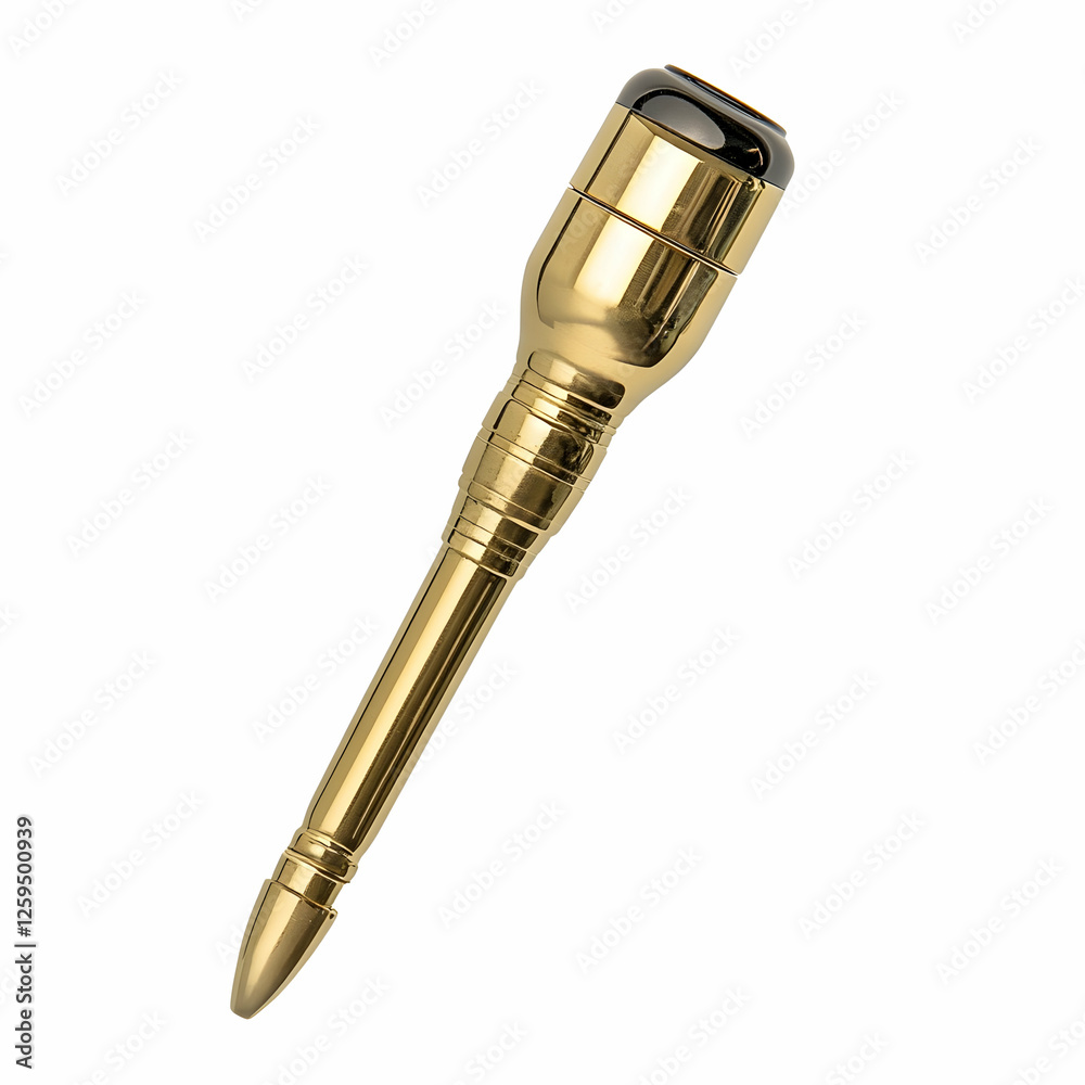 gold microphone isolated on white background