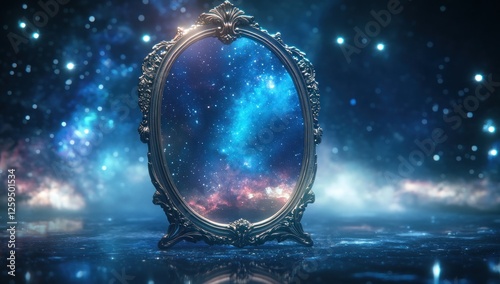 Cosmic Reflection: A Mystical Mirror Reflecting the Universe's Infinite Beauty