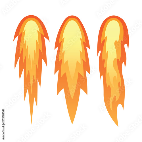 Rocket Flame Fire Contrail Vector Illustration