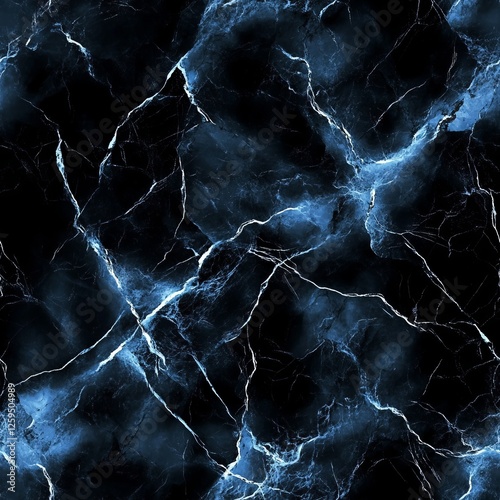 Blue Lightning Marble Texture on Dark Background