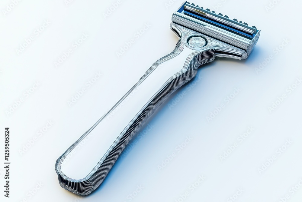 3D razor line icon, sharp depiction with clean design on solid white background. 3D razor line icon, sharp depiction with clean design on solid white background.