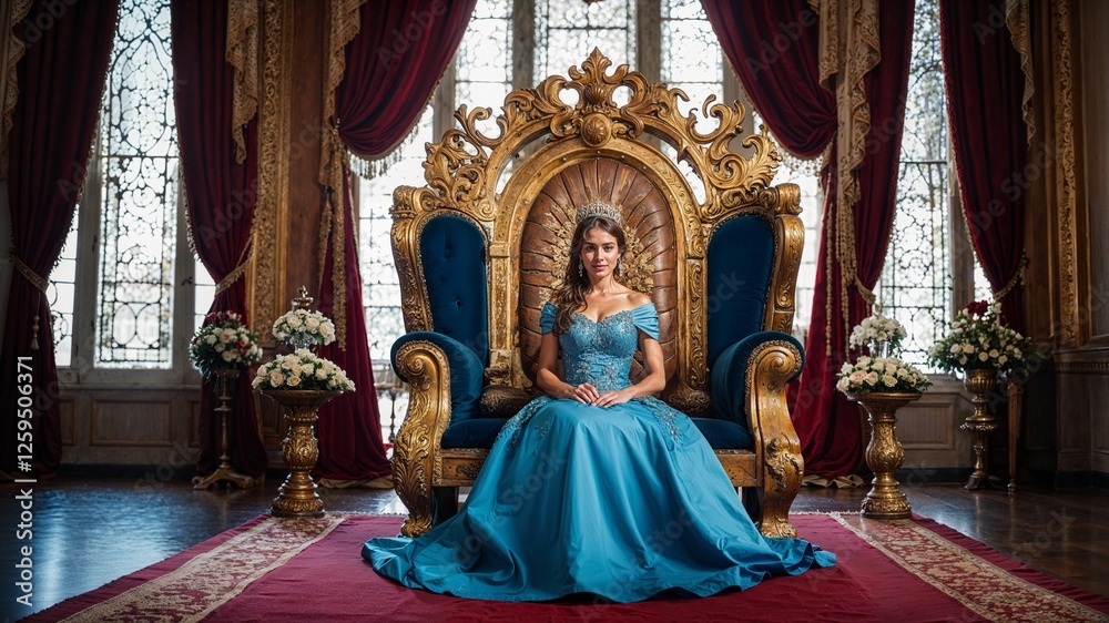 Fototapeta premium A royal princess theme with a grand throne and tiara decorations.