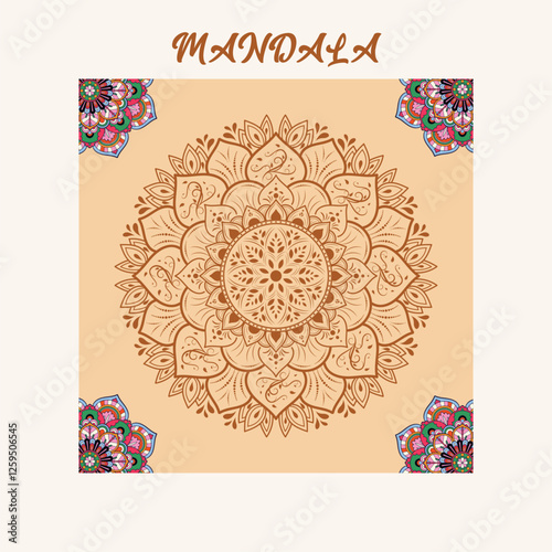 attractive and simple mandala design for coloring book