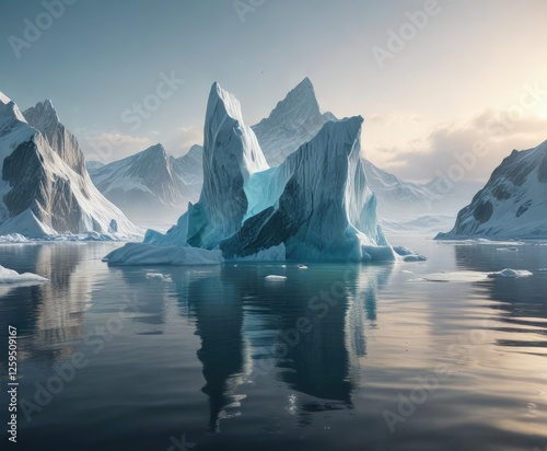 Wallpaper Mural Frosty iceberg breaking through surface of icy waters, icebergs, breakthrough Torontodigital.ca