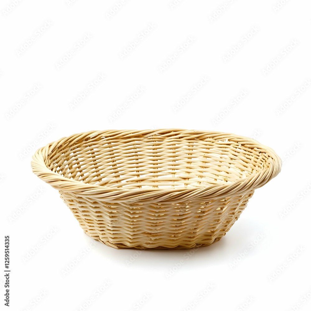 Empty wicker bread basket on white Empty wicker bread basket on white